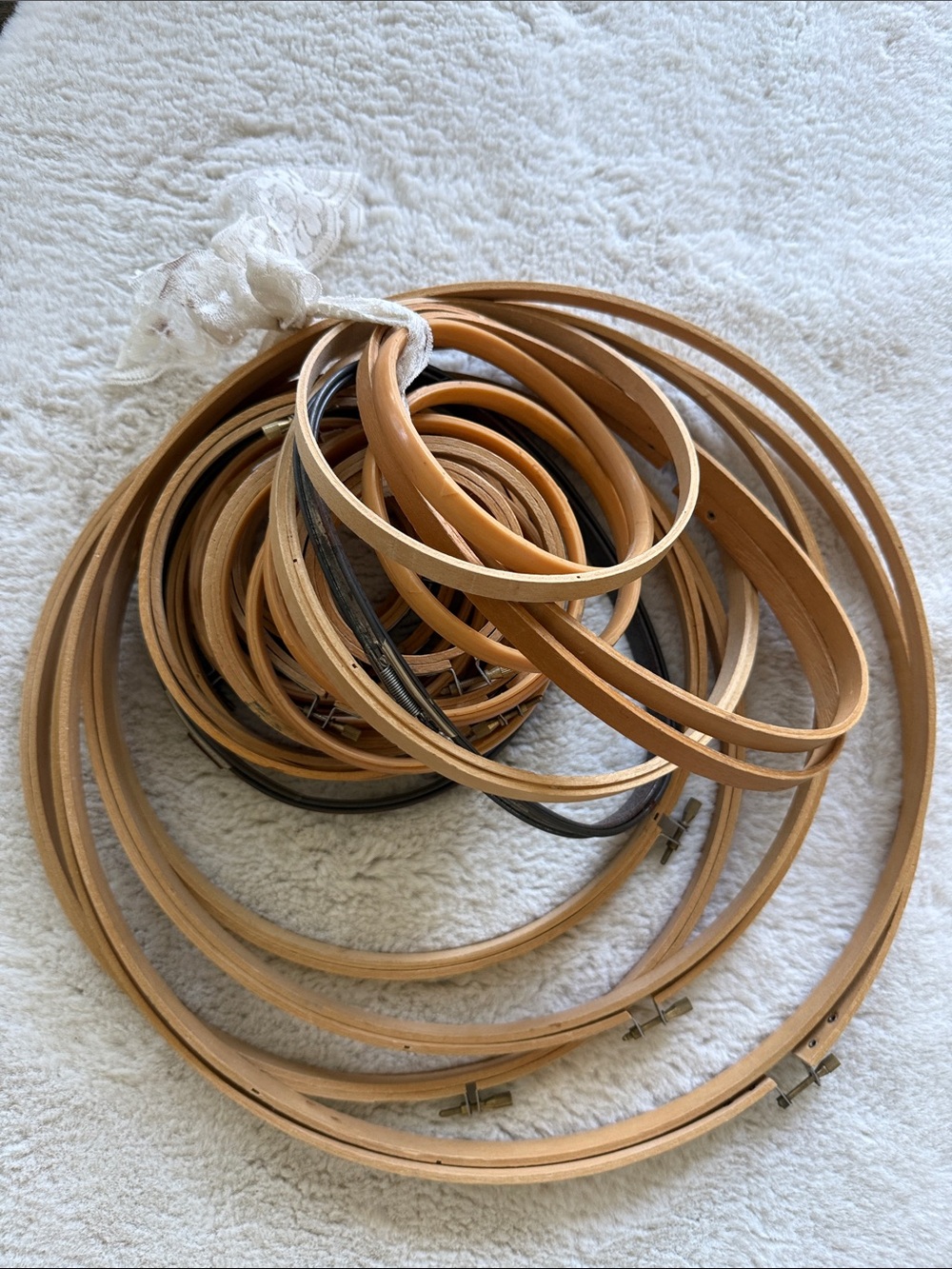 Vintage Wood Embroidery Hoop Lot - Multiple Sizes